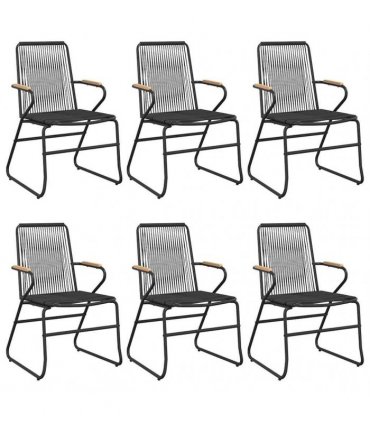 vidaXL 7 Piece Garden Dining Set Black PVC Rattan