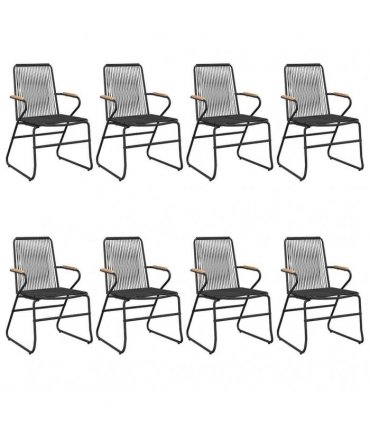 vidaXL 9 Piece Garden Dining Set Black PVC Rattan