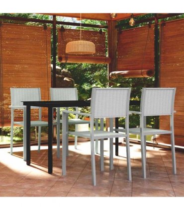 vidaXL 5 Piece Garden Dining Set White