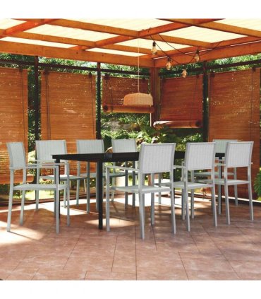 vidaXL 9 Piece Garden Dining Set White
