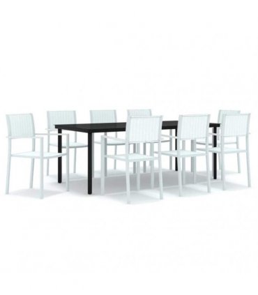 vidaXL 9 Piece Garden Dining Set White