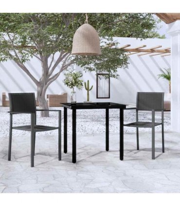 vidaXL 3 Piece Garden Dining Set Black