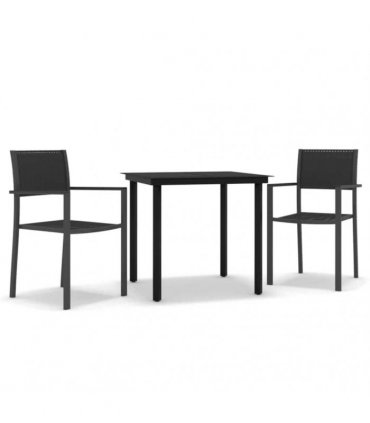 vidaXL 3 Piece Garden Dining Set Black