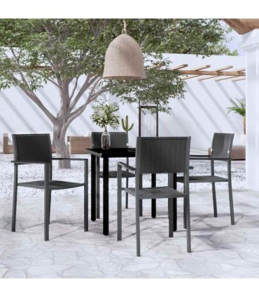 vidaXL 5 Piece Garden Dining Set Black