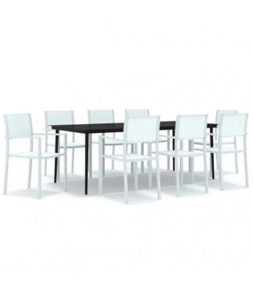 vidaXL 9 Piece Garden Dining Set White