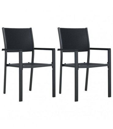 vidaXL 7 Piece Garden Dining Set Black and White