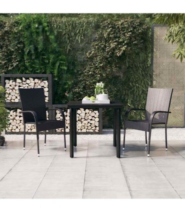 vidaXL 3 Piece Garden Dining Set Black
