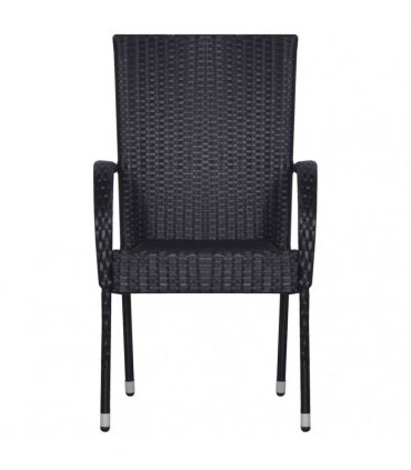 vidaXL 7 Piece Garden Dining Set Black