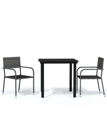 vidaXL 3 Piece Garden Dining Set Grey