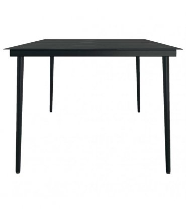 vidaXL Garden Dining Table Black 200x100x74 cm Steel and Glass