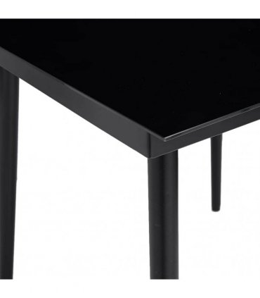 vidaXL Garden Dining Table Black 200x100x74 cm Steel and Glass