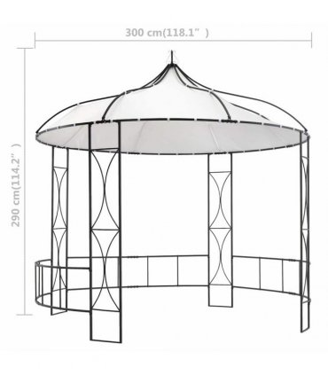vidaXL Gazebo 300x290 cm White Round