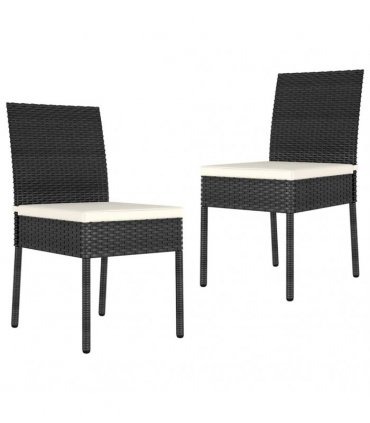 vidaXL 3 Piece Outdoor Dining Set with Cushions Poly Rattan Black