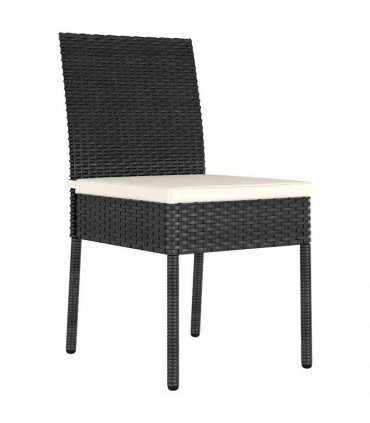 vidaXL 3 Piece Outdoor Dining Set with Cushions Poly Rattan Black