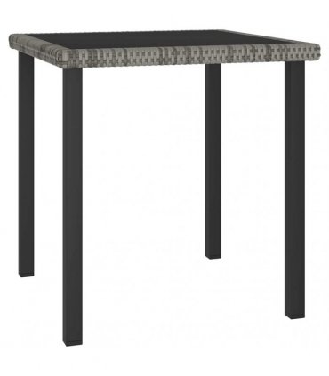 vidaXL 3 Piece Outdoor Dining Set with Cushions Poly Rattan Grey