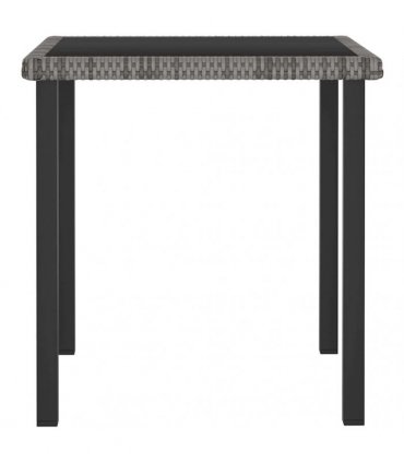 vidaXL 3 Piece Outdoor Dining Set with Cushions Poly Rattan Grey