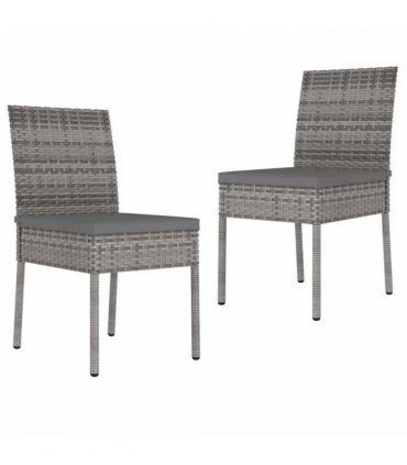 vidaXL 3 Piece Outdoor Dining Set with Cushions Poly Rattan Grey