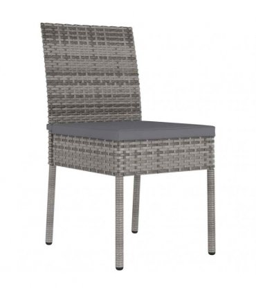 vidaXL 3 Piece Outdoor Dining Set with Cushions Poly Rattan Grey