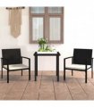 vidaXL 3 Piece Outdoor Dining Set Poly Rattan Black
