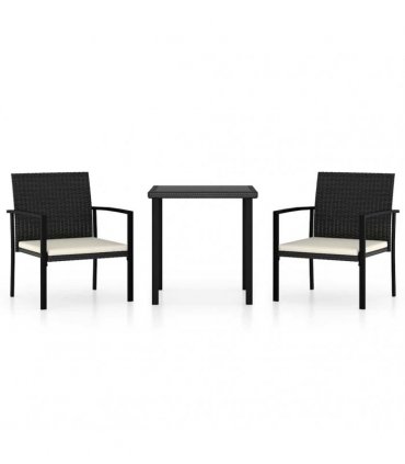 vidaXL 3 Piece Outdoor Dining Set Poly Rattan Black