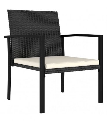 vidaXL 3 Piece Outdoor Dining Set Poly Rattan Black