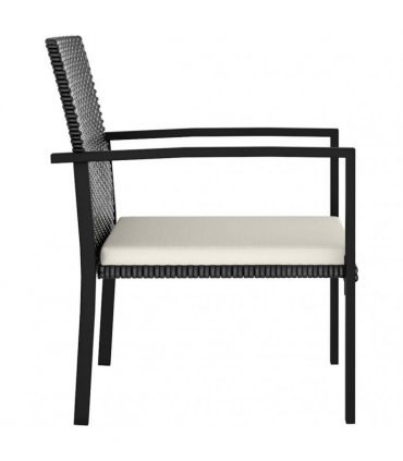 vidaXL 3 Piece Outdoor Dining Set Poly Rattan Black