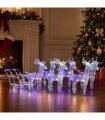 vidaXL Reindeers & Sleigh Christmas Decoration 320 LEDs Acrylic