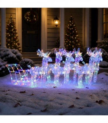 vidaXL Reindeers & Sleigh Christmas Decoration 320 LEDs Acrylic