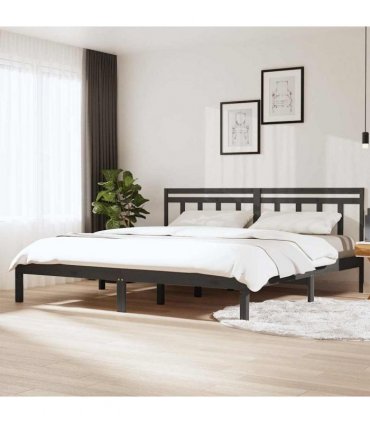 vidaXL Bed Frame without Mattress Grey Solid Wood 200x200 cm