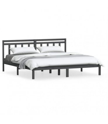 vidaXL Bed Frame without Mattress Grey Solid Wood 200x200 cm