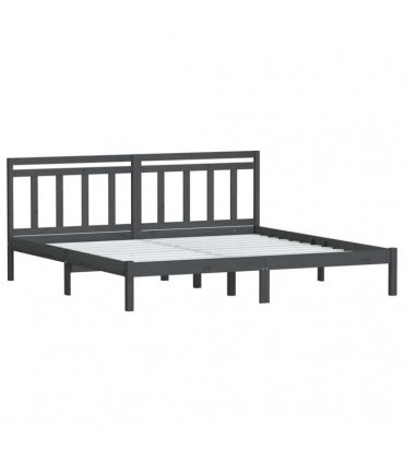 vidaXL Bed Frame without Mattress Grey Solid Wood 200x200 cm