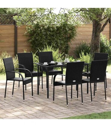 vidaXL Stackable Outdoor Chairs 6 pcs Poly Rattan Black