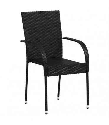 vidaXL Stackable Outdoor Chairs 6 pcs Poly Rattan Black