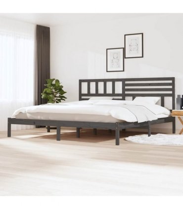 vidaXL Bed Frame without Mattress Grey Solid Wood Pine 200x200 cm