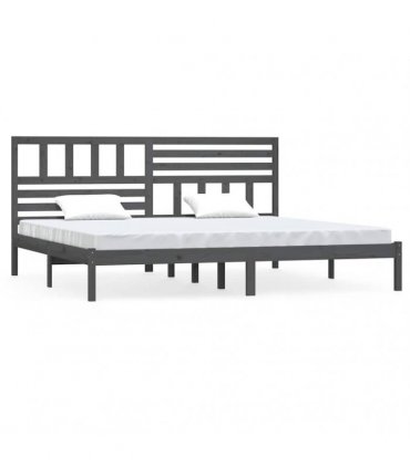 vidaXL Bed Frame without Mattress Grey Solid Wood Pine 200x200 cm