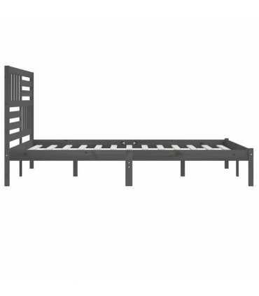vidaXL Bed Frame without Mattress Grey Solid Wood Pine 200x200 cm