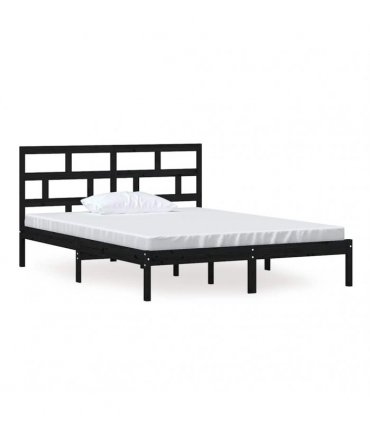 vidaXL Bed Frame without Mattress Black King Size Solid Wood