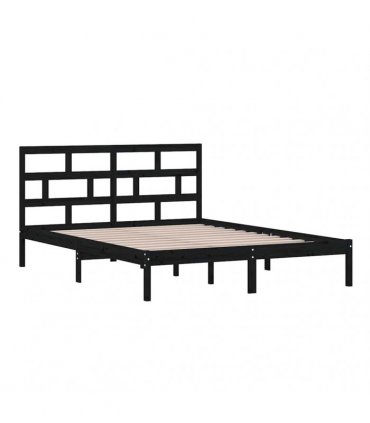 vidaXL Bed Frame without Mattress Black King Size Solid Wood