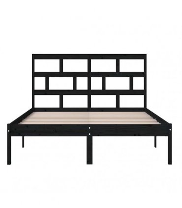 vidaXL Bed Frame without Mattress Black King Size Solid Wood