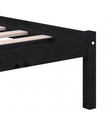 vidaXL Bed Frame without Mattress Black King Size Solid Wood