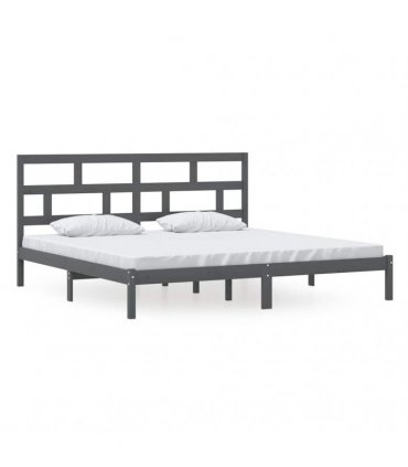 vidaXL Bed Frame without Mattress Grey Solid Wood Pine 200x200 cm