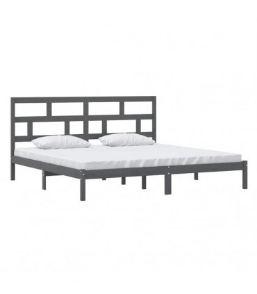 vidaXL Bed Frame without Mattress Grey Solid Wood Pine 200x200 cm