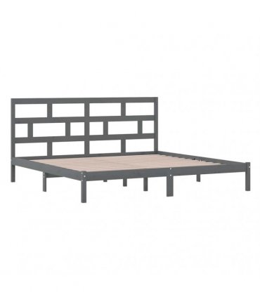 vidaXL Bed Frame without Mattress Grey Solid Wood Pine 200x200 cm