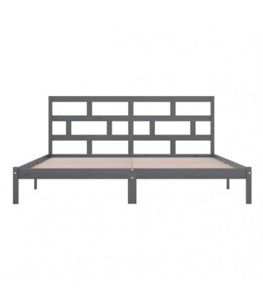 vidaXL Bed Frame without Mattress Grey Solid Wood Pine 200x200 cm