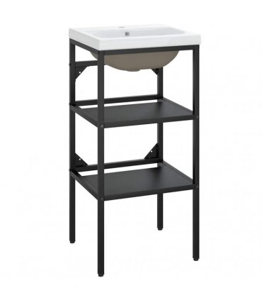vidaXL Bathroom Washbasin Frame with Built-in Basin Black Iron