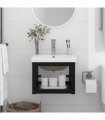 vidaXL Bathroom Washbasin Frame with Built-in Basin Black Iron