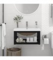 vidaXL Bathroom Washbasin Frame with Built-in Basin Black Iron