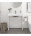 vidaXL Bathroom Washbasin Frame with Built-in Basin White Iron