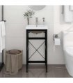 vidaXL Bathroom Washbasin Frame with Built-in Basin Black Iron