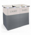 Lights and Darks Laundry Sorter Basket Canva & Aluminium Light Grey